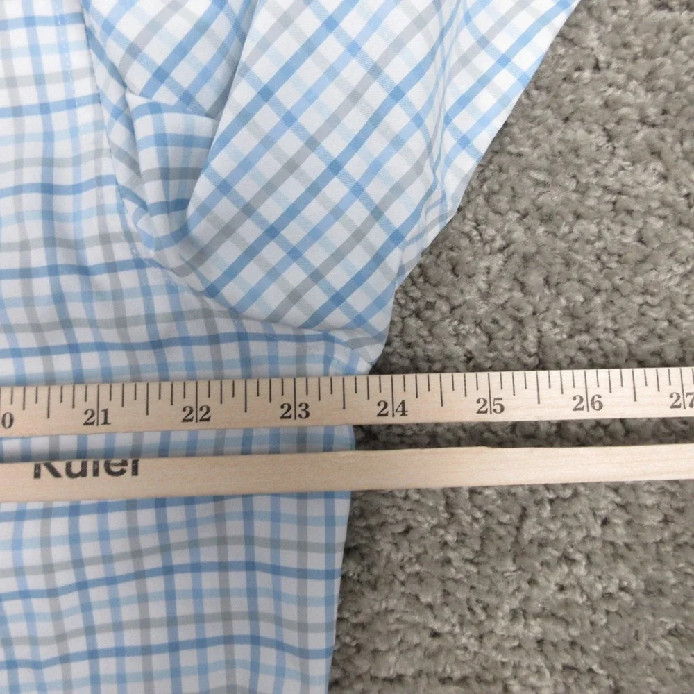 Vineyard Vines Shirt Mens Large Blue Plaid Slim Fit Whale Performance Button Up